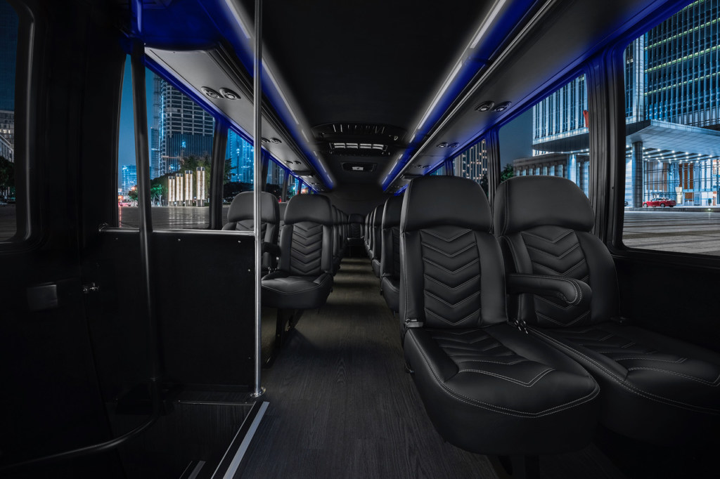 Inside of a party bus rental