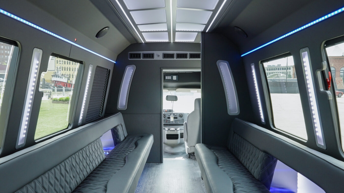 interior of a party bus rental