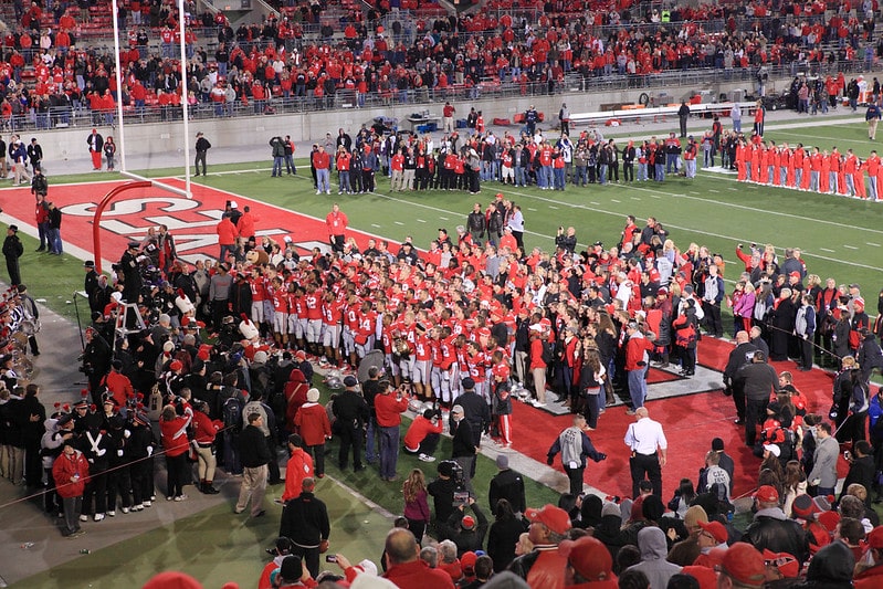 The Ohio State Football Team Celebrates a Win