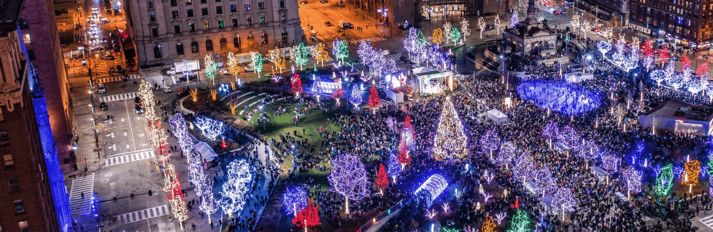 WinterLand Public Square Cleveland Christmas tree and light display