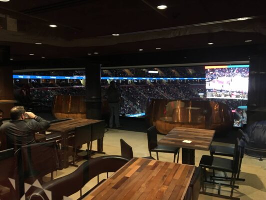 Cavs premium seating at Rocket Arena with Platinum Party Bus luxury transportation