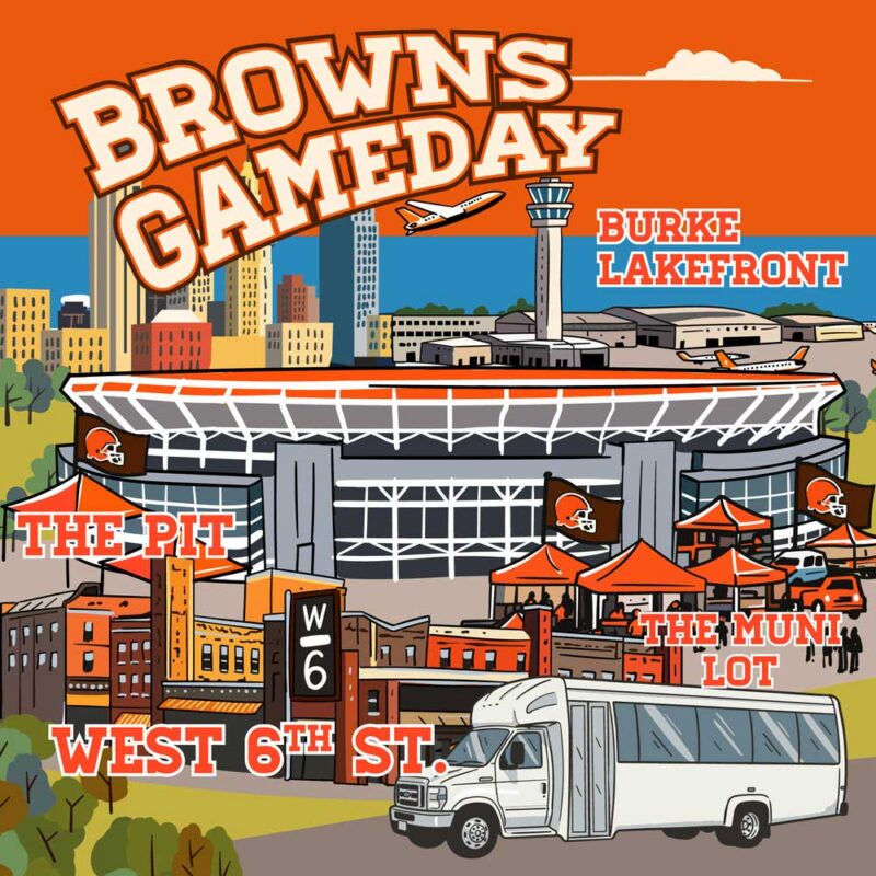 Cleveland Browns game day transportation party bus